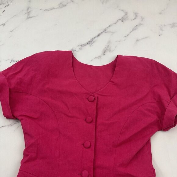 Nancy Johnson Womens Vintage 90s Sheath Dress Size 6 New Pink Linen Embroidered - Picture 7 of 9